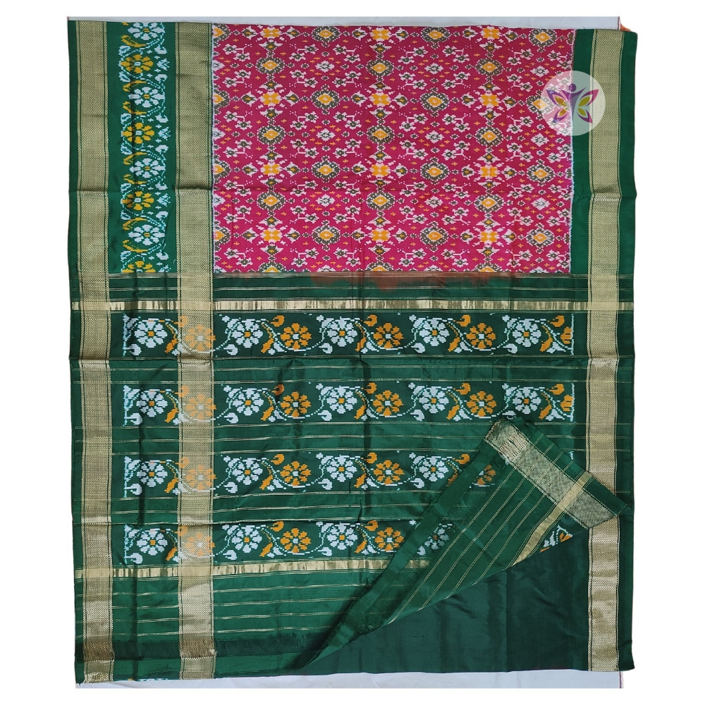 Pink and Green POCHAMPALLY IKKAT SAREE