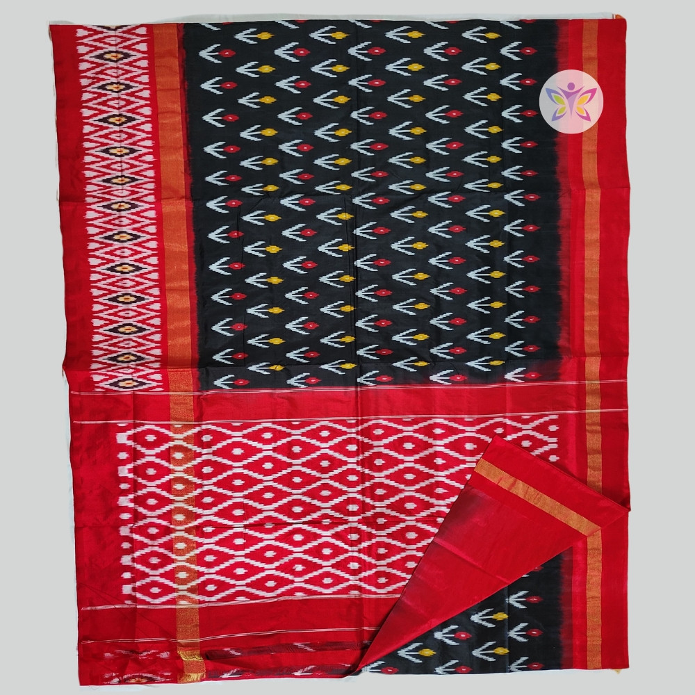 Black and Red ikkat silk saree