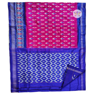 Pink and Royal Blue ikkat silk saree