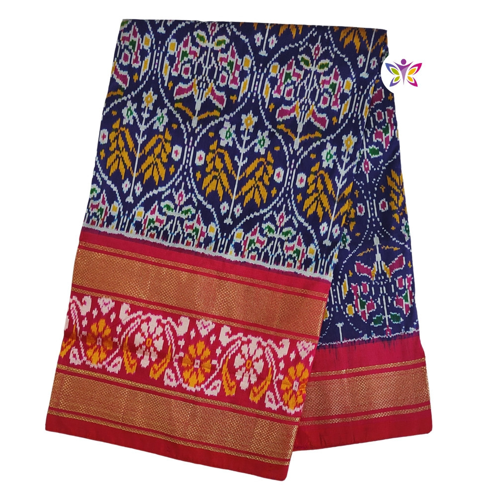 Navy Blue and Pink POCHAMPALLY IKKAT SAREE