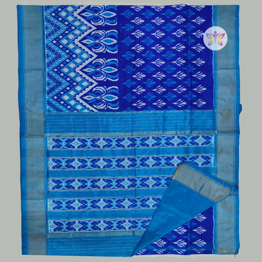 Royal Blue and Sky Blue POCHAMPALLY IKKAT SILK SAREE