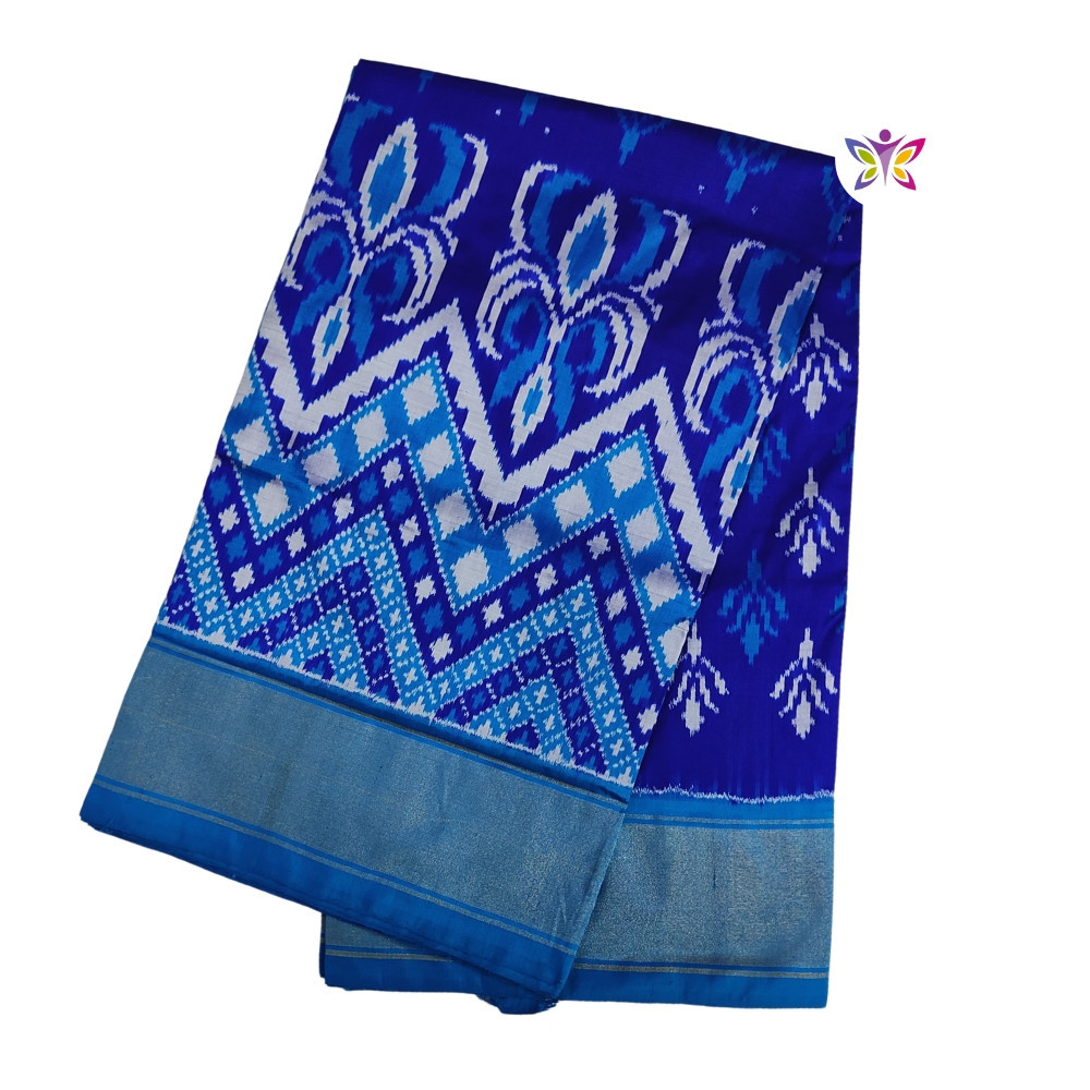 Royal Blue and Sky Blue POCHAMPALLY IKKAT SILK SAREE