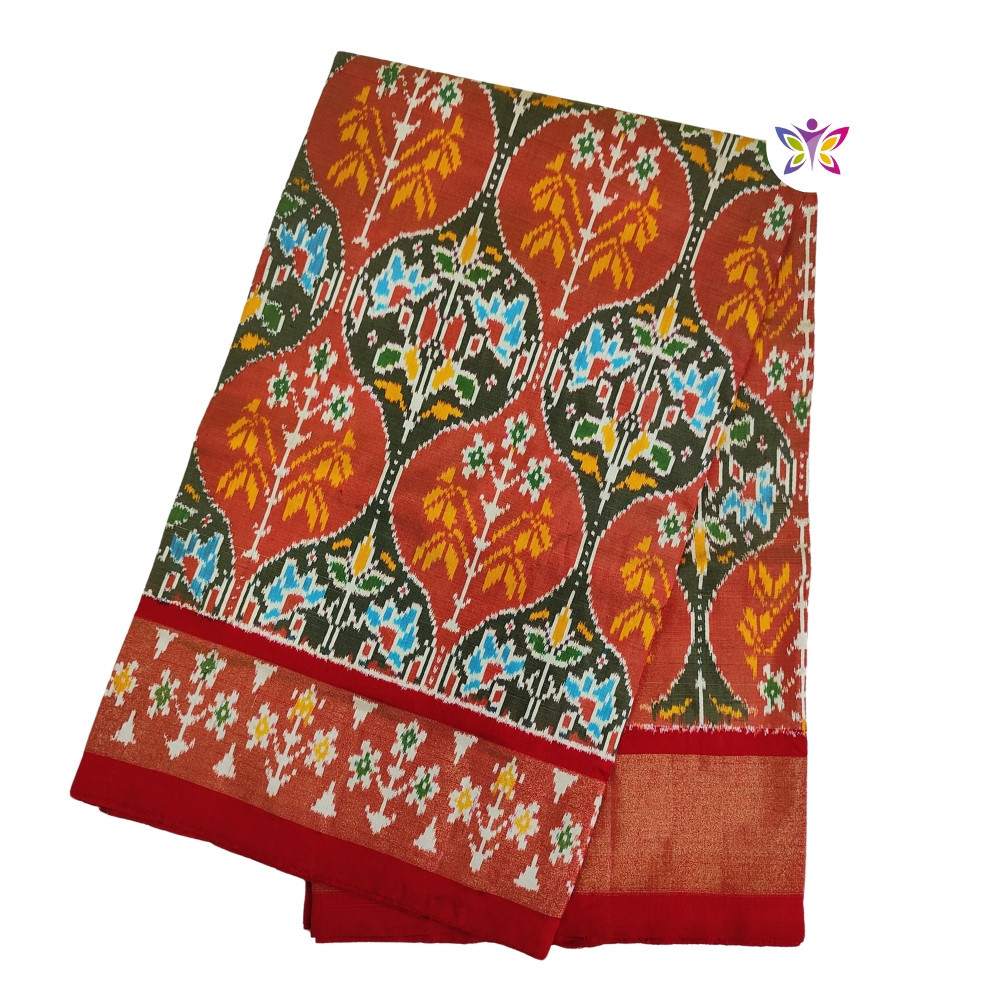 Double shade and Red POCHAMPALLY IKKAT SILK SAREE