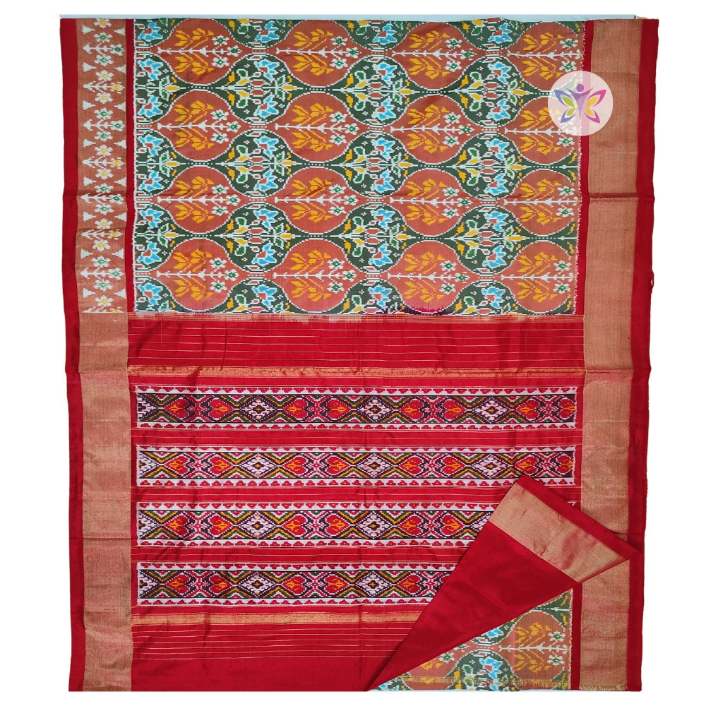 Double shade and Red POCHAMPALLY IKKAT SILK SAREE