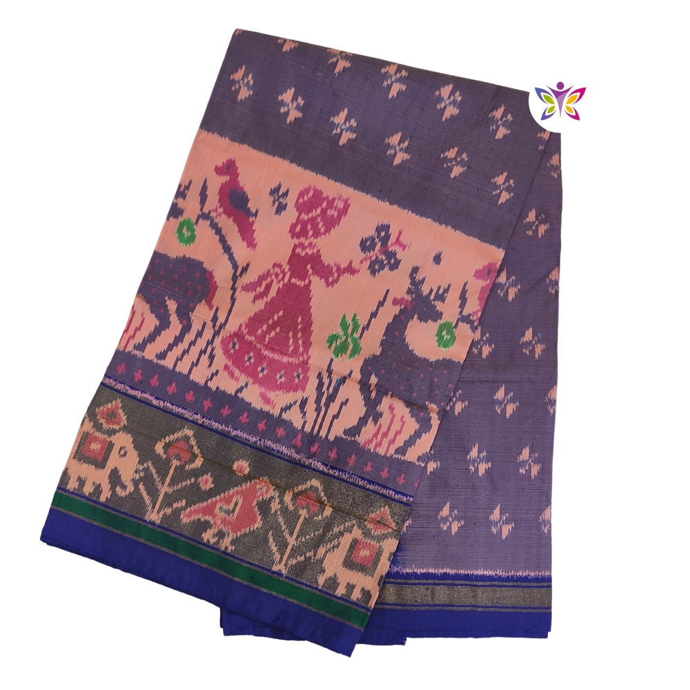 Royal Blue  POCHAMPALLY IKKAT SILK SAREE